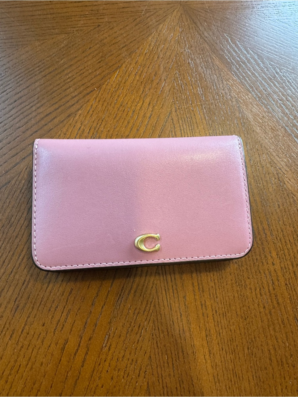 Coach Pink Leather Wallet with Gold Accent